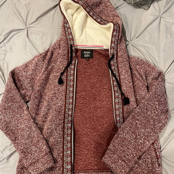 Inspired Hearts Red Hooded Sweater - Picture 1 of 10